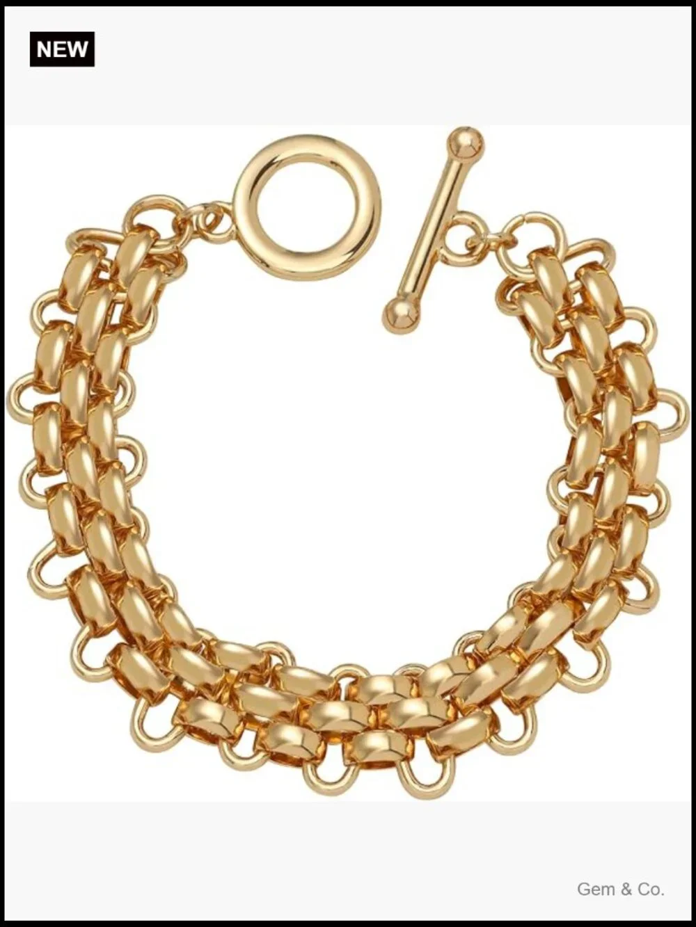 Gold Silver Link Bracelet Toggle Clasp 14K Plated Women Fashion Jewelry